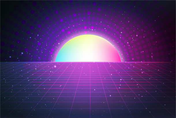 紫色梦幻唯美舞台免抠