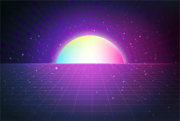 紫色梦幻唯美舞台免抠