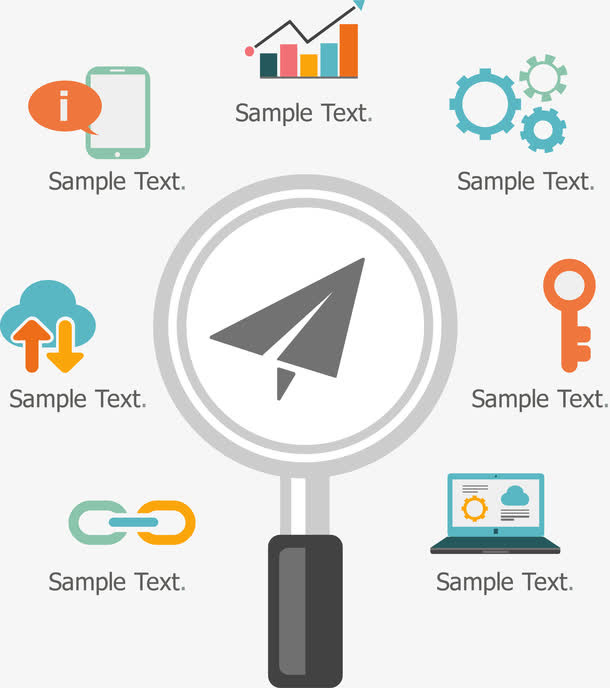 放大镜和图标并列关系图.免抠