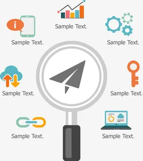 放大镜和图标并列关系图.免抠