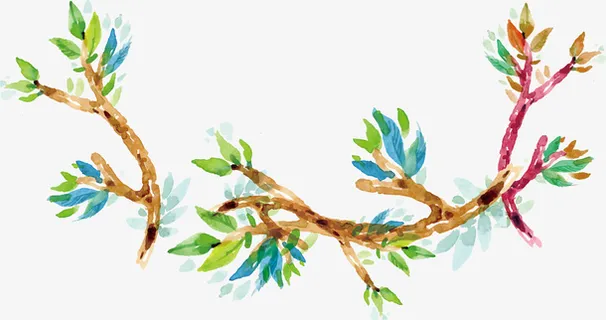 水彩树枝设计免抠