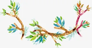 水彩树枝设计免抠