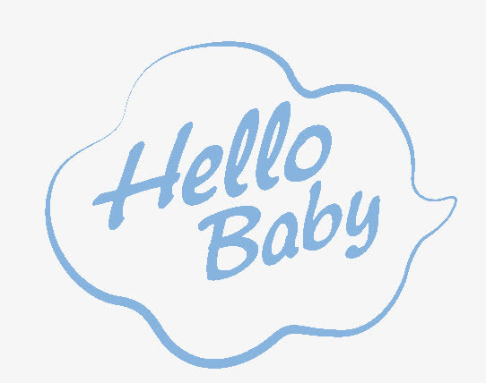 蓝色云朵框hellobaby免抠