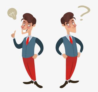 疑惑的男人灵机一动解决了问题免抠