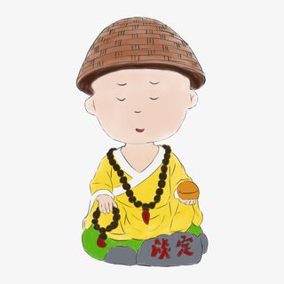 手绘打坐的小和尚免抠