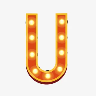 数字字母 字母U 霓虹灯字体免抠