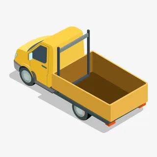 黄色卡车装货矢量素材免抠