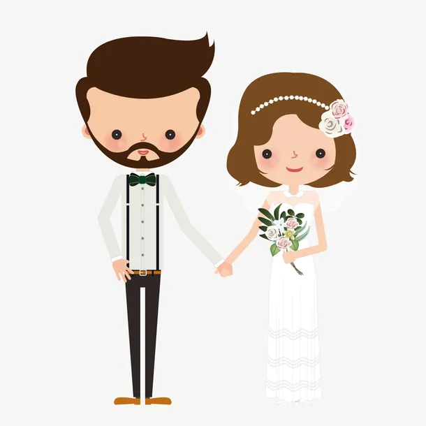 卡通婚礼新娘新郎矢量图免抠