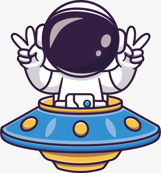 宇航员坐飞碟插画免抠