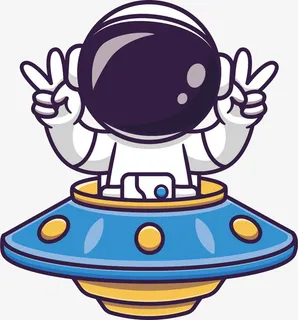宇航员坐飞碟插画免抠