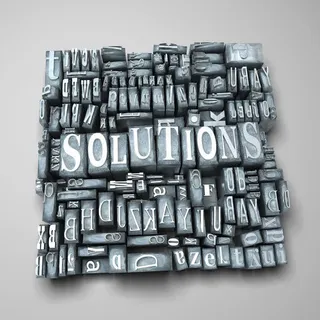 SOLUTIONS等字体立体背景
