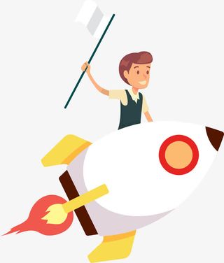 骑着火箭上天的小人免抠