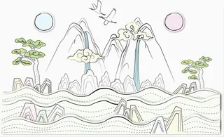 手绘线条风景背景素材高清