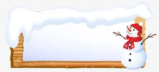 雪人装饰的边框展板免抠