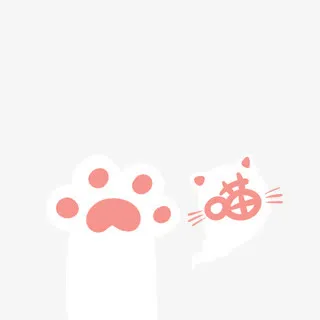 卡通猫咪手掌白色喵免抠