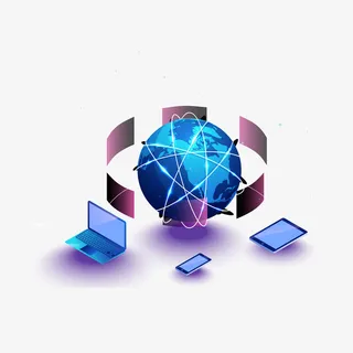 蓝色互联网装饰矢量图免抠