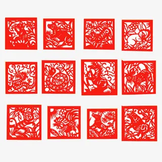 十二生肖剪纸素材图片免抠
