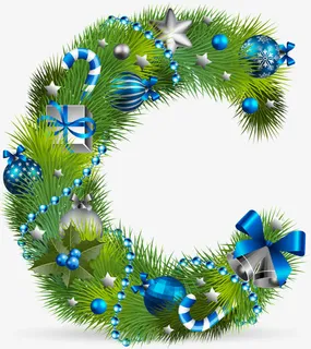 圣诞节绿色艺术字免抠