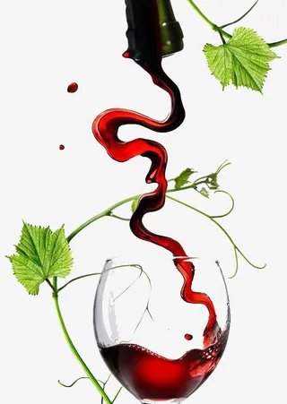 动感红酒绿叶图片免抠
