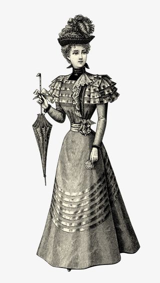 中世纪欧美贵妇插画矢量免抠