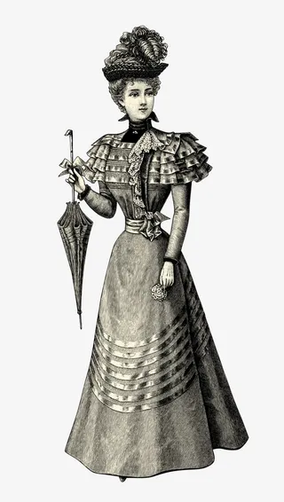 中世纪欧美贵妇插画矢量免抠