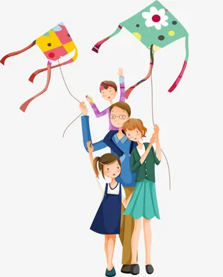 放风筝的一家人免抠