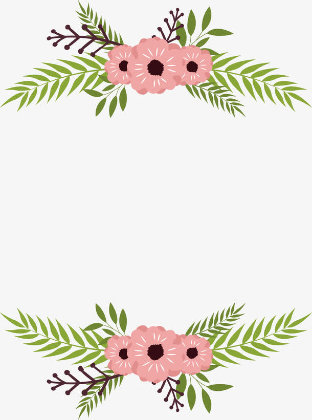 粉红色花朵标题框免抠