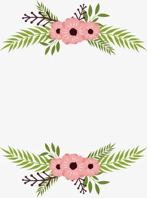 粉红色花朵标题框免抠