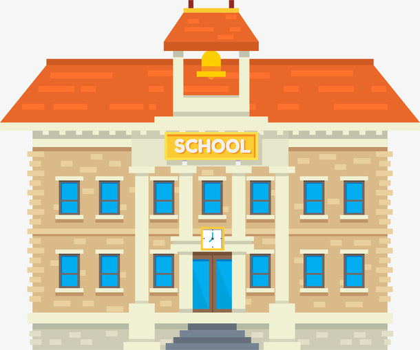 开学季黄色学校大楼免抠
