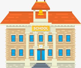 开学季黄色学校大楼免抠