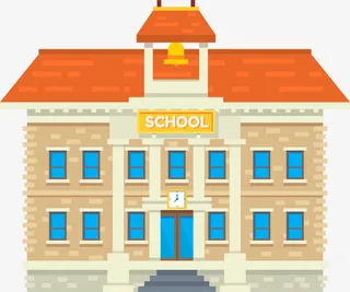 开学季黄色学校大楼免抠