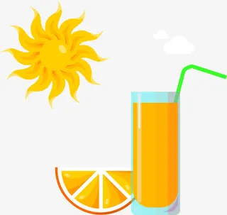 矢量手绘橙汁免抠