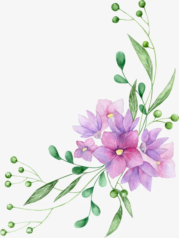卡通手绘紫色的花卉免抠