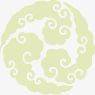 黄色圆形祥云花纹医院免抠