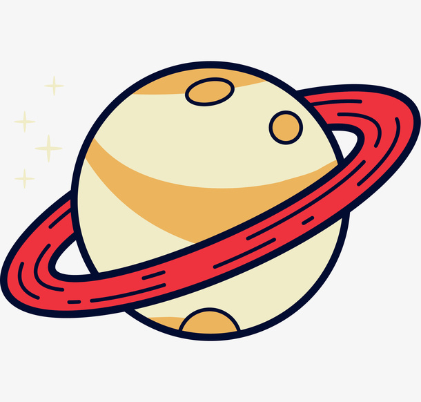 卡通简约彩色星球卫星插画装饰设免抠