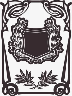 平面黑色花纹边框免抠