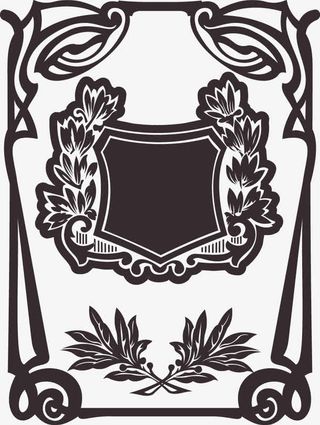 平面黑色花纹边框免抠