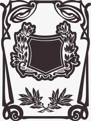 平面黑色花纹边框免抠