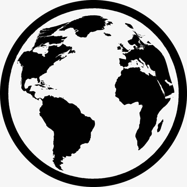 简约风格黑白地球图案免抠