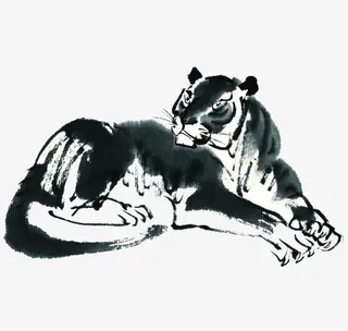 水墨画老虎免抠