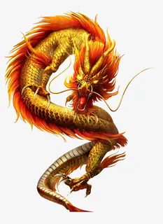 中国龙红色手绘免抠