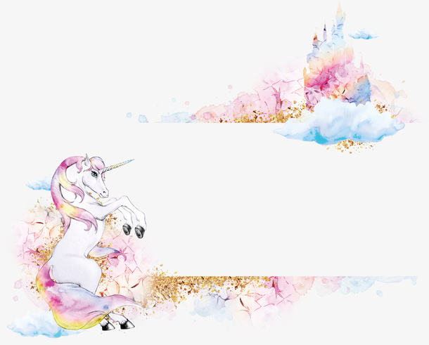 彩绘花卉独角兽矢量免抠