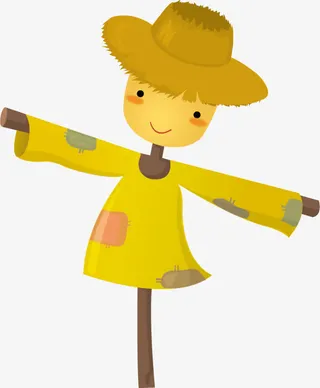 手绘卡通黄色稻草人免抠