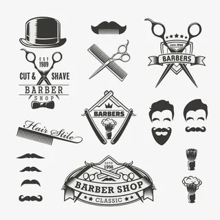 黑白男士理发标志免抠