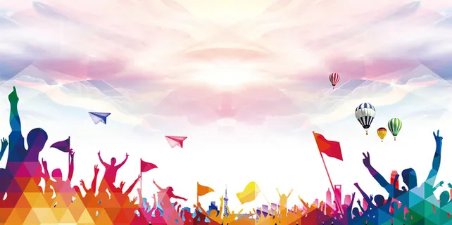 多彩炫酷开学典礼社团纳新宣传展板背景素材高清