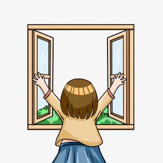 小女孩开窗通风背影驶免抠