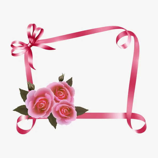 丝带花卉边框免抠