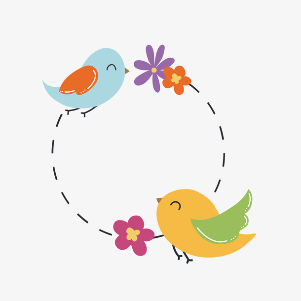 卡通矢量春天小鸟免抠素材免抠