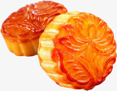 莲花纹金色月饼中秋免抠
