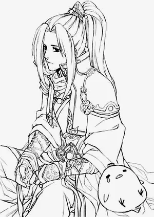 束发男子古风线稿免抠